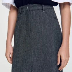 Jupes & Shorts*SANDRO Jupe Longue Fendue Gris