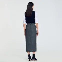 Jupes & Shorts*SANDRO Jupe Longue Fendue Gris