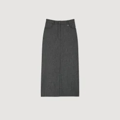 Jupes & Shorts*SANDRO Jupe Longue Fendue Gris