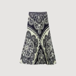 Jupes & Shorts*SANDRO Jupe Longue Fluide à Imprimé Bandana Beige / Marine