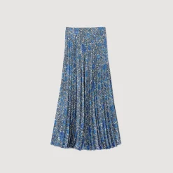 Jupes & Shorts*SANDRO Jupe Longue Fluide à Imprimé Fleuri Bleu / Blanc