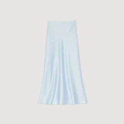 Jupes & Shorts*SANDRO Jupe Longue Satinée Bleu Ciel