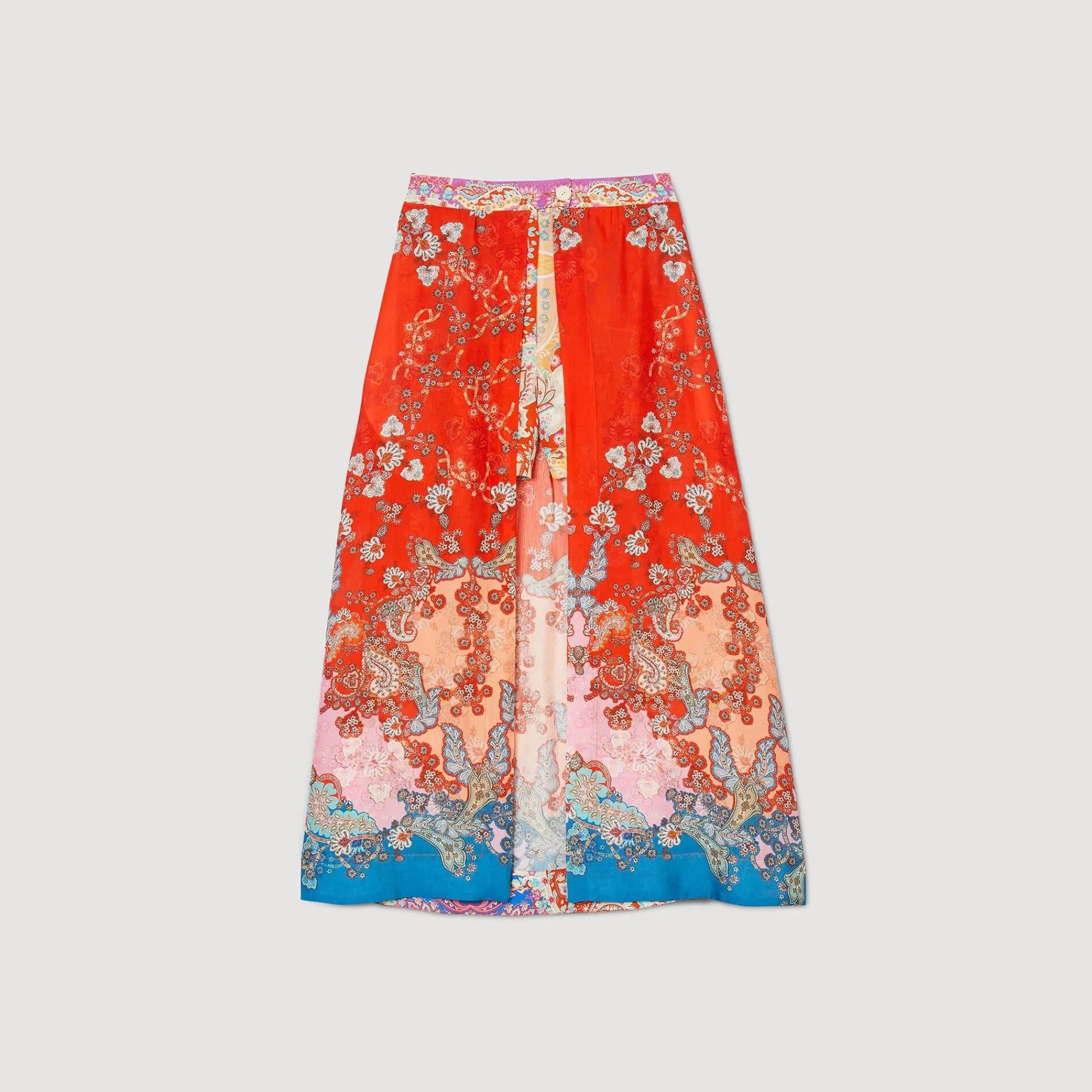 Jupes & Shorts*SANDRO Jupe Longue Trompe L'œil Rouge / Bleu