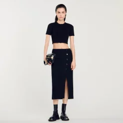 Jupes & Shorts*SANDRO Jupe Midi En Tweed Noir