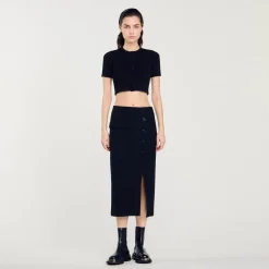 Jupes & Shorts*SANDRO Jupe Midi En Tweed Noir