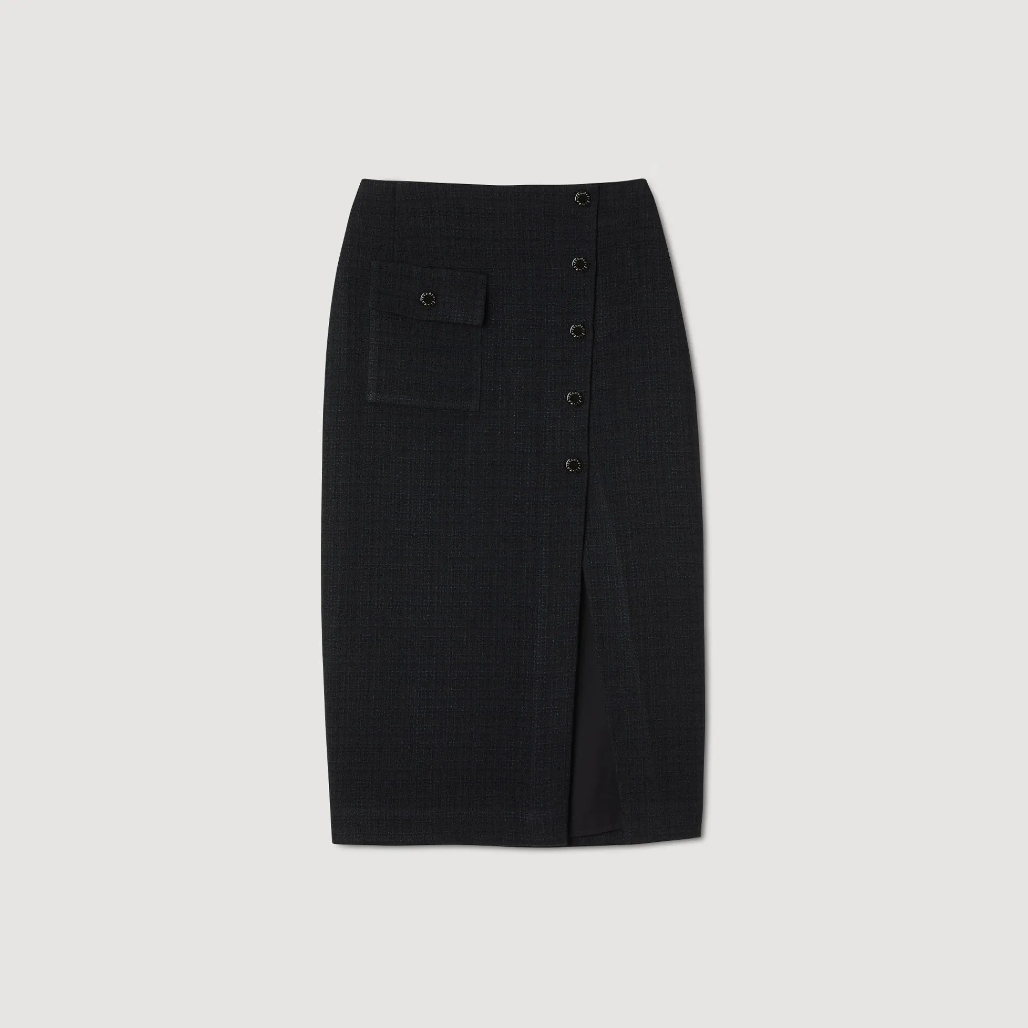 Jupes & Shorts*SANDRO Jupe Midi En Tweed Noir