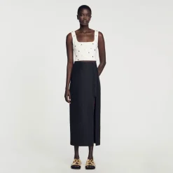 Jupes & Shorts*SANDRO Jupe Midi Fendue Noir