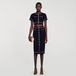 Ensembles|Jupes & Shorts*SANDRO Jupe Midi Strassée Noir
