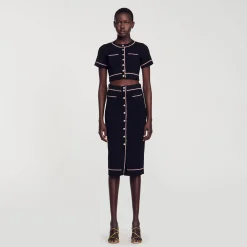 Ensembles|Jupes & Shorts*SANDRO Jupe Midi Strassée Noir