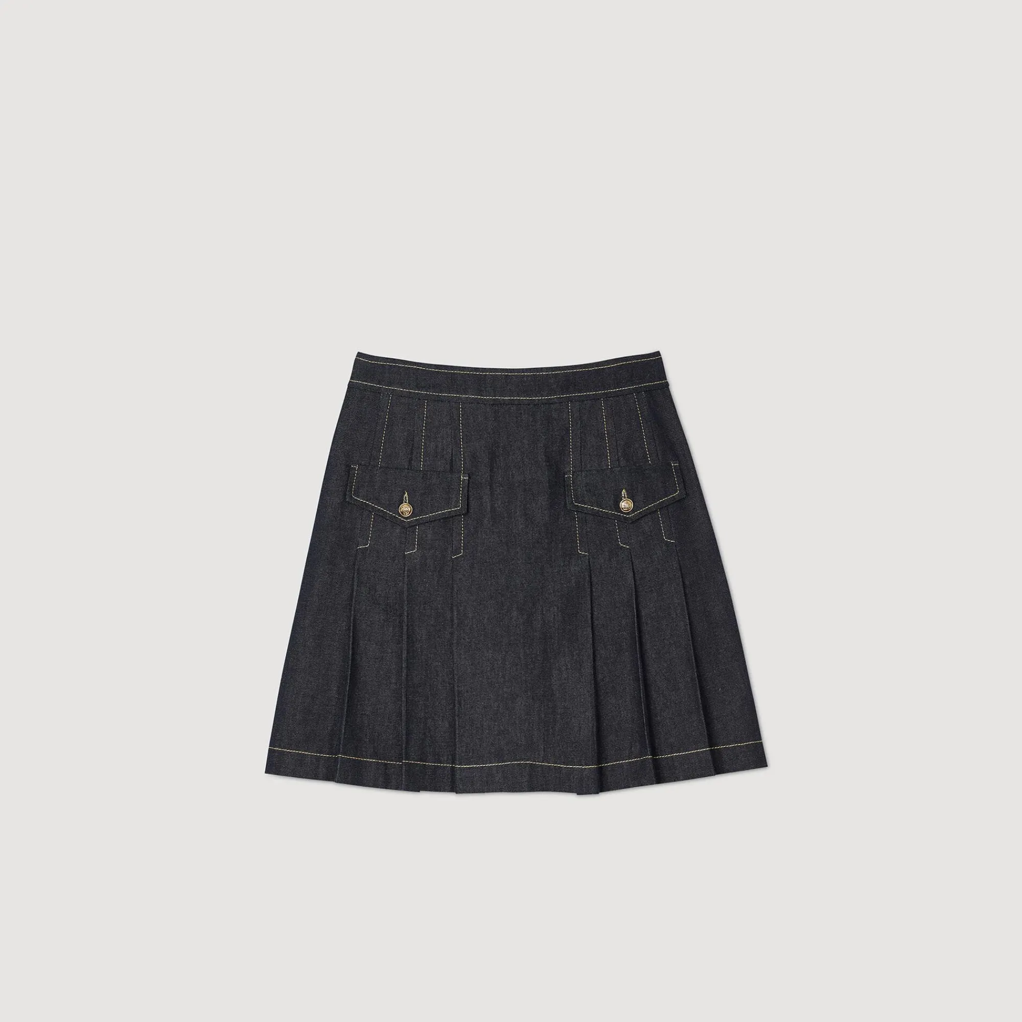 Ensembles|Jupes & Shorts*SANDRO Jupe Plissée En Jean Bleu brut