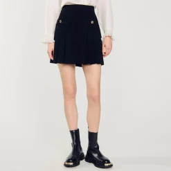 Ensembles|Jupes & Shorts*SANDRO Jupe Plissée En Tweed Noir