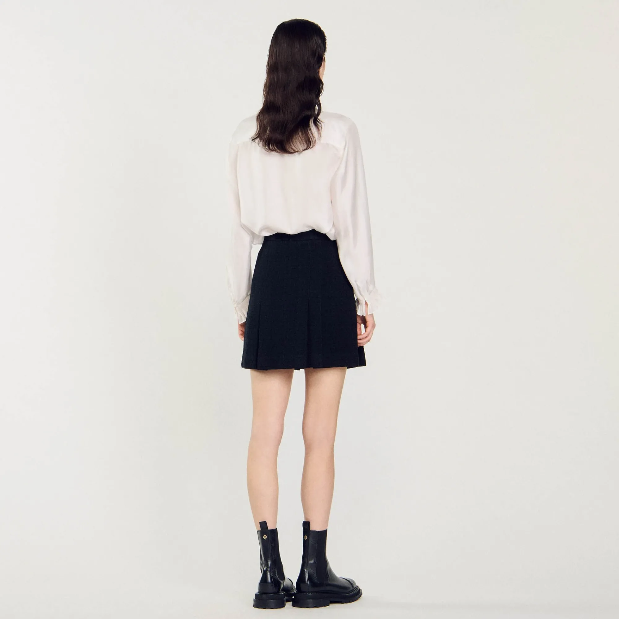 Ensembles|Jupes & Shorts*SANDRO Jupe Plissée En Tweed Noir