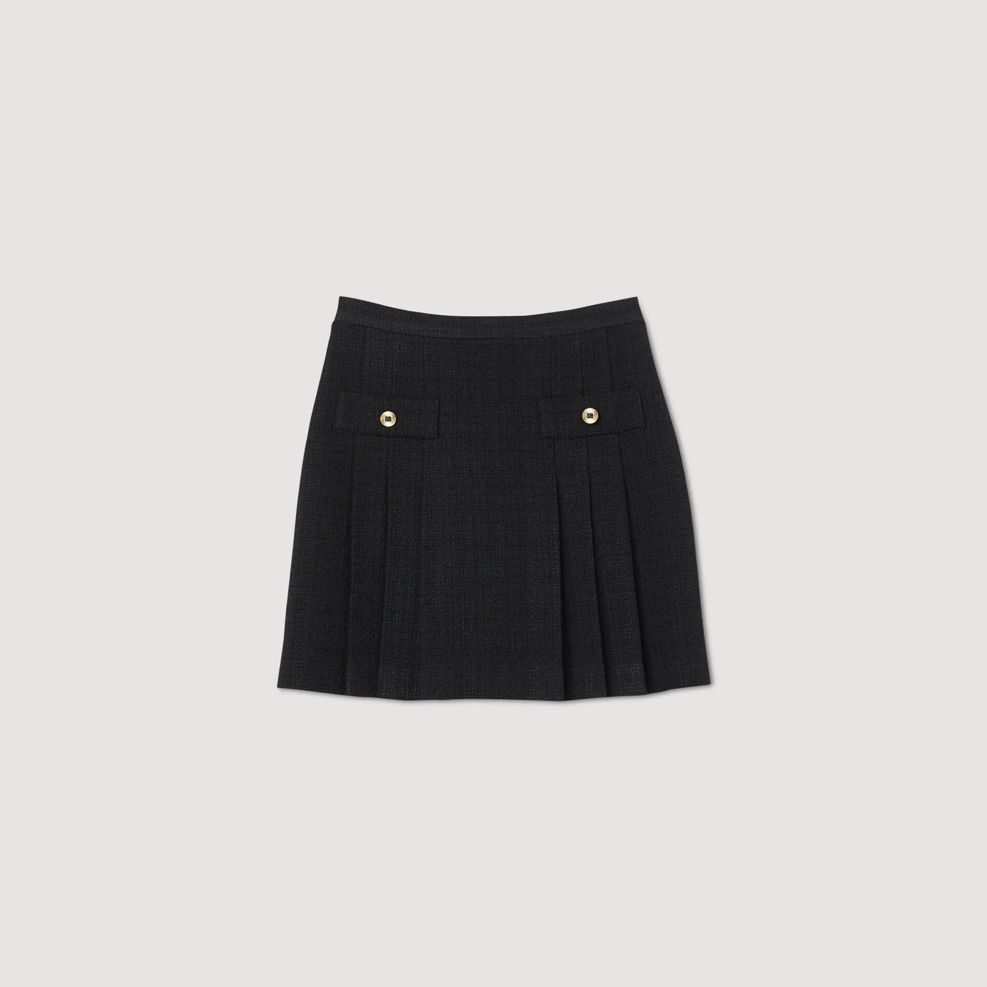 Ensembles|Jupes & Shorts*SANDRO Jupe Plissée En Tweed Noir