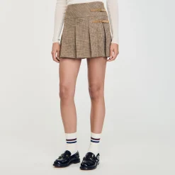 Ensembles|Jupes & Shorts*SANDRO Jupe Plissée Pied De Puce Marron
