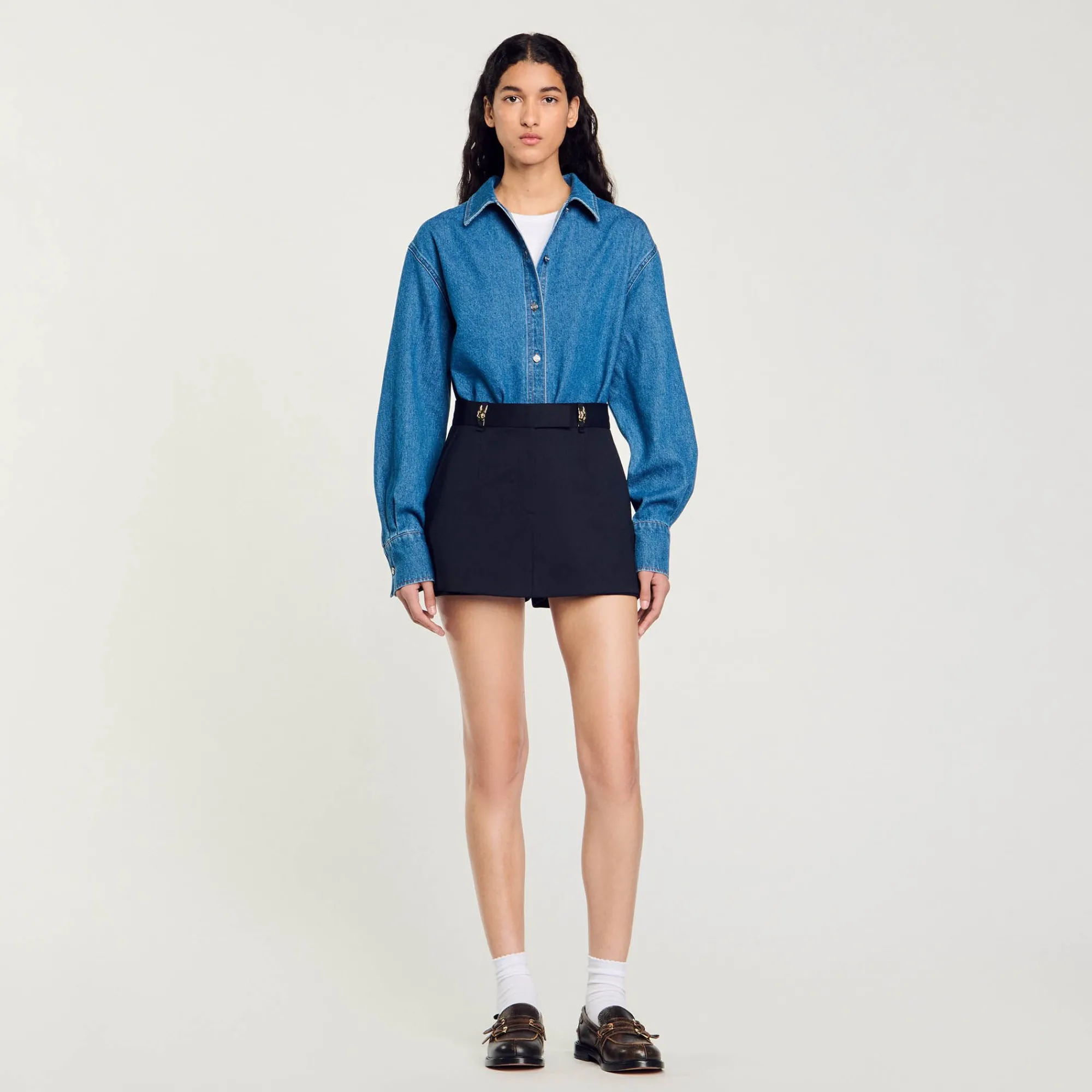 Jupes & Shorts*SANDRO Jupe Short à Passants Fantaisie Marine
