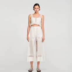 Jupes & Shorts*SANDRO Jupe Short Longue En Lin Mélangé blanc
