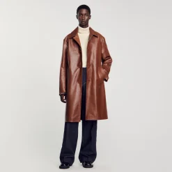 Manteaux & Blousons*SANDRO Mac En Cuir Cognac