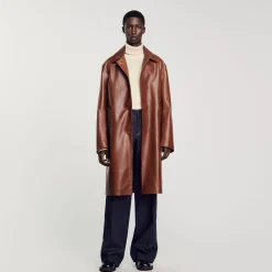Manteaux & Blousons*SANDRO Mac En Cuir Cognac