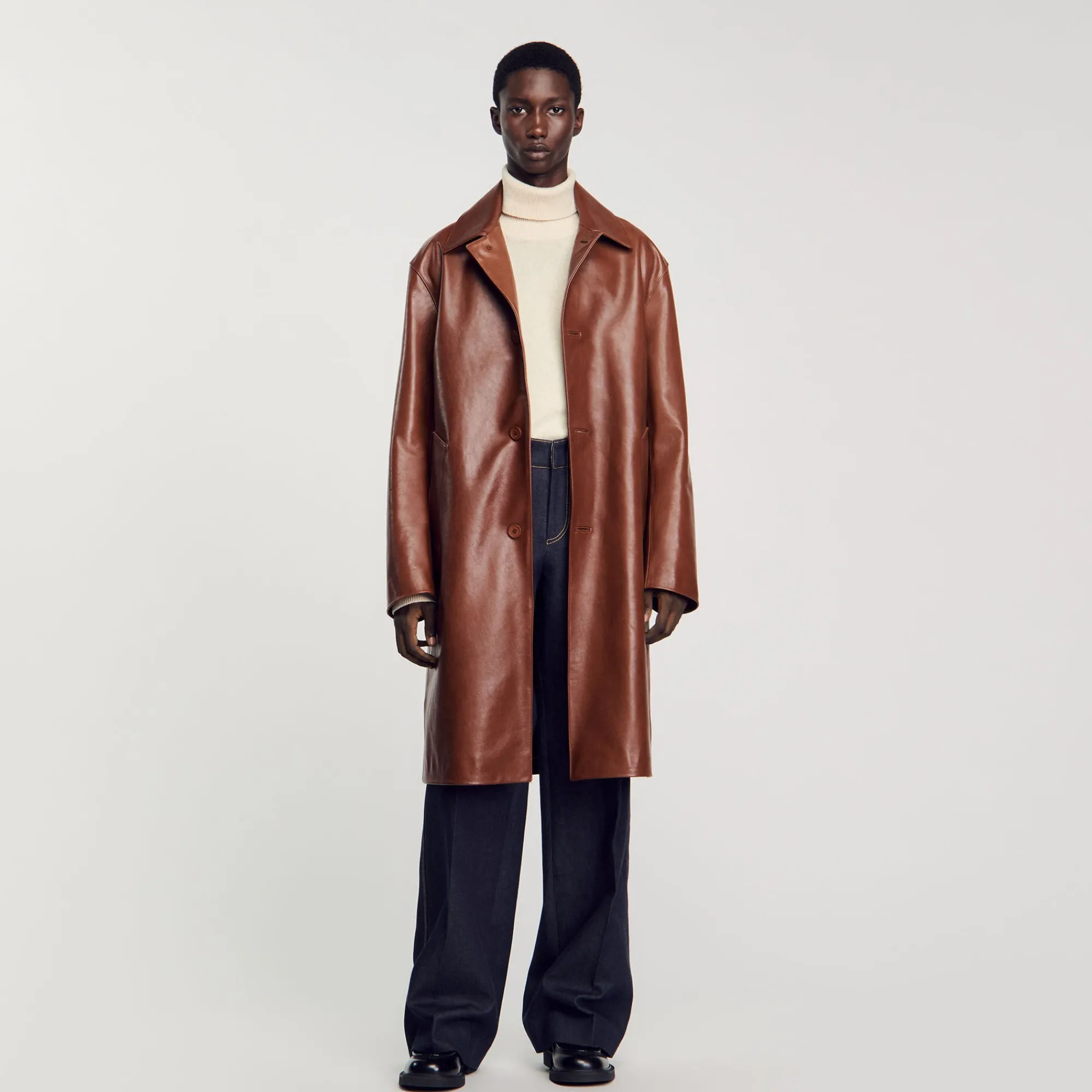 Manteaux & Blousons*SANDRO Mac En Cuir Cognac