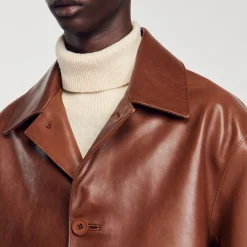 Manteaux & Blousons*SANDRO Mac En Cuir Cognac
