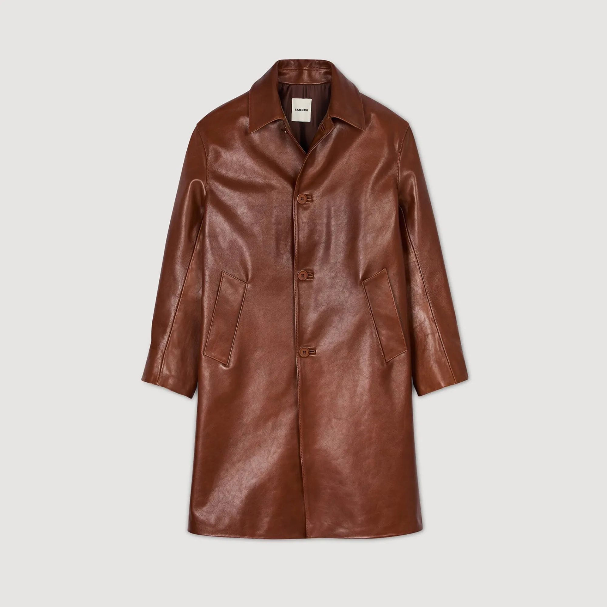 Manteaux & Blousons*SANDRO Mac En Cuir Cognac