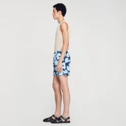 Maillots De Bain|Pantalons & Shorts*SANDRO Maillot De Bain Imprimé Fleurs Bleu