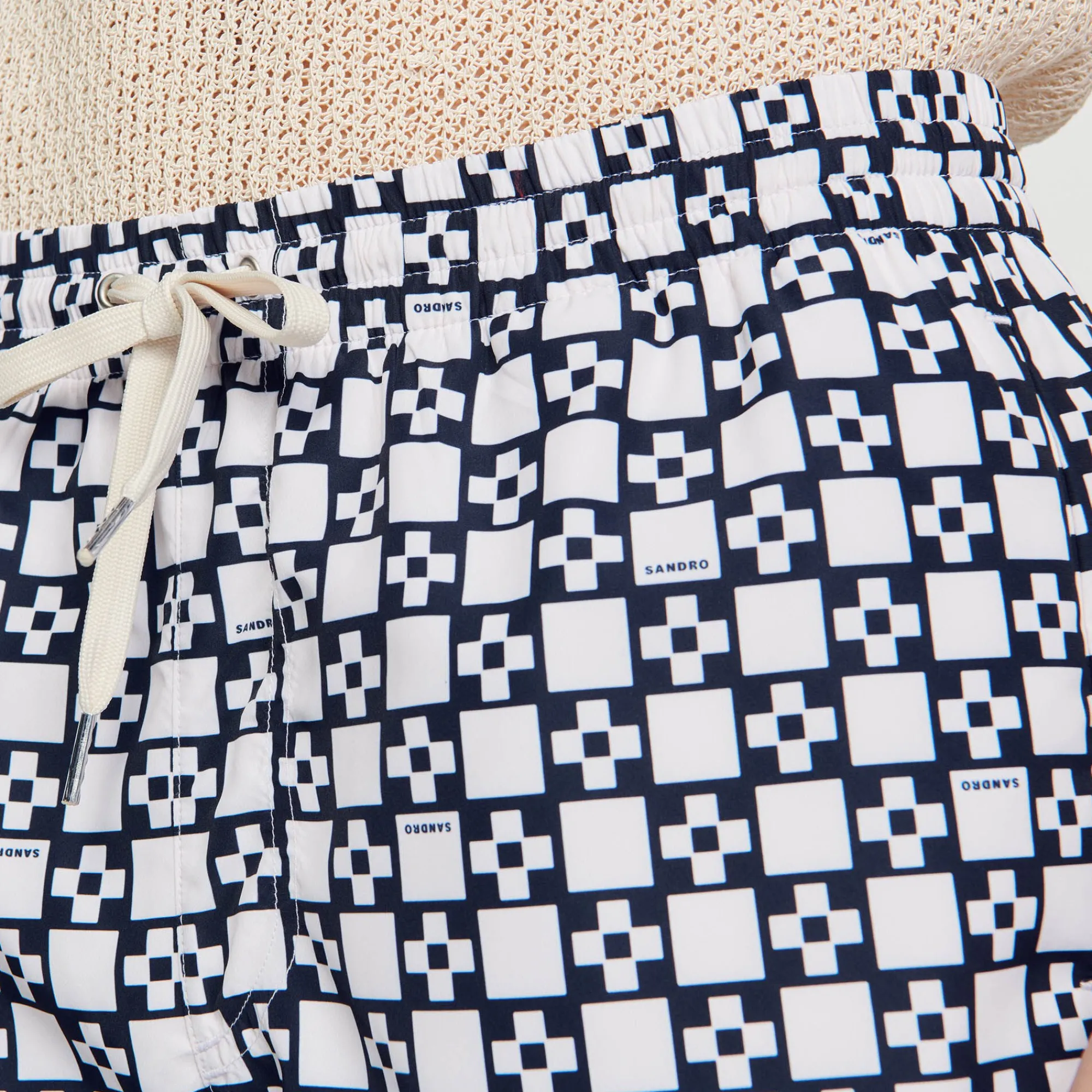 Maillots De Bain|Pantalons & Shorts*SANDRO Maillot De Bain Square Cross Ecru / Marine
