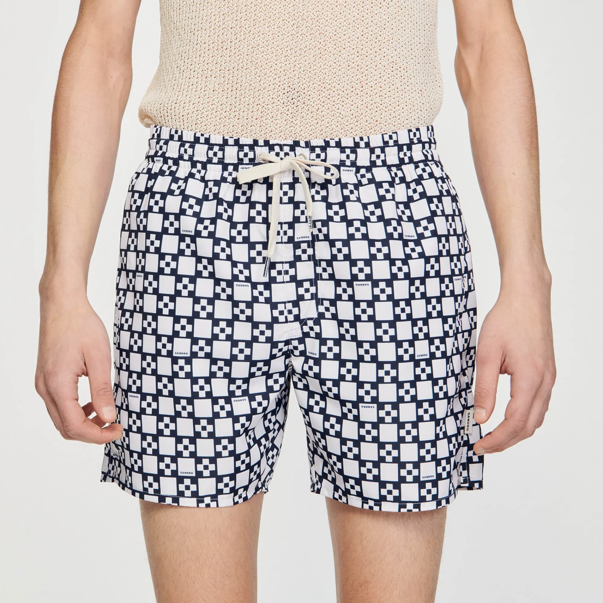 Maillots De Bain|Pantalons & Shorts*SANDRO Maillot De Bain Square Cross Ecru / Marine