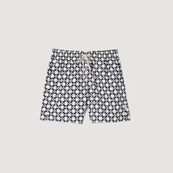 Maillots De Bain|Pantalons & Shorts*SANDRO Maillot De Bain Square Cross Ecru / Marine