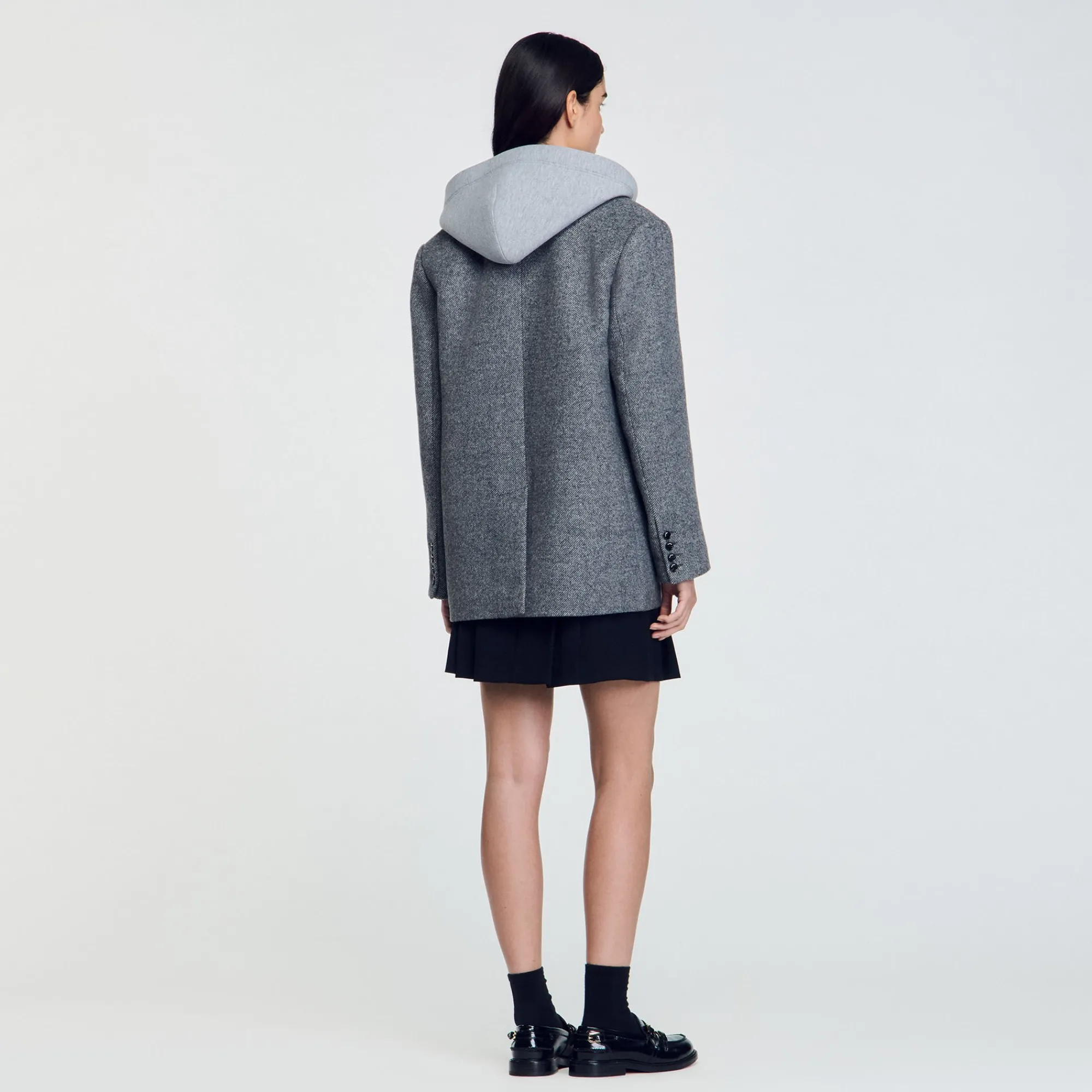 Manteaux*SANDRO Manteau à Capuche Amovible Gris