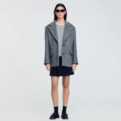 Manteaux*SANDRO Manteau à Capuche Amovible Gris