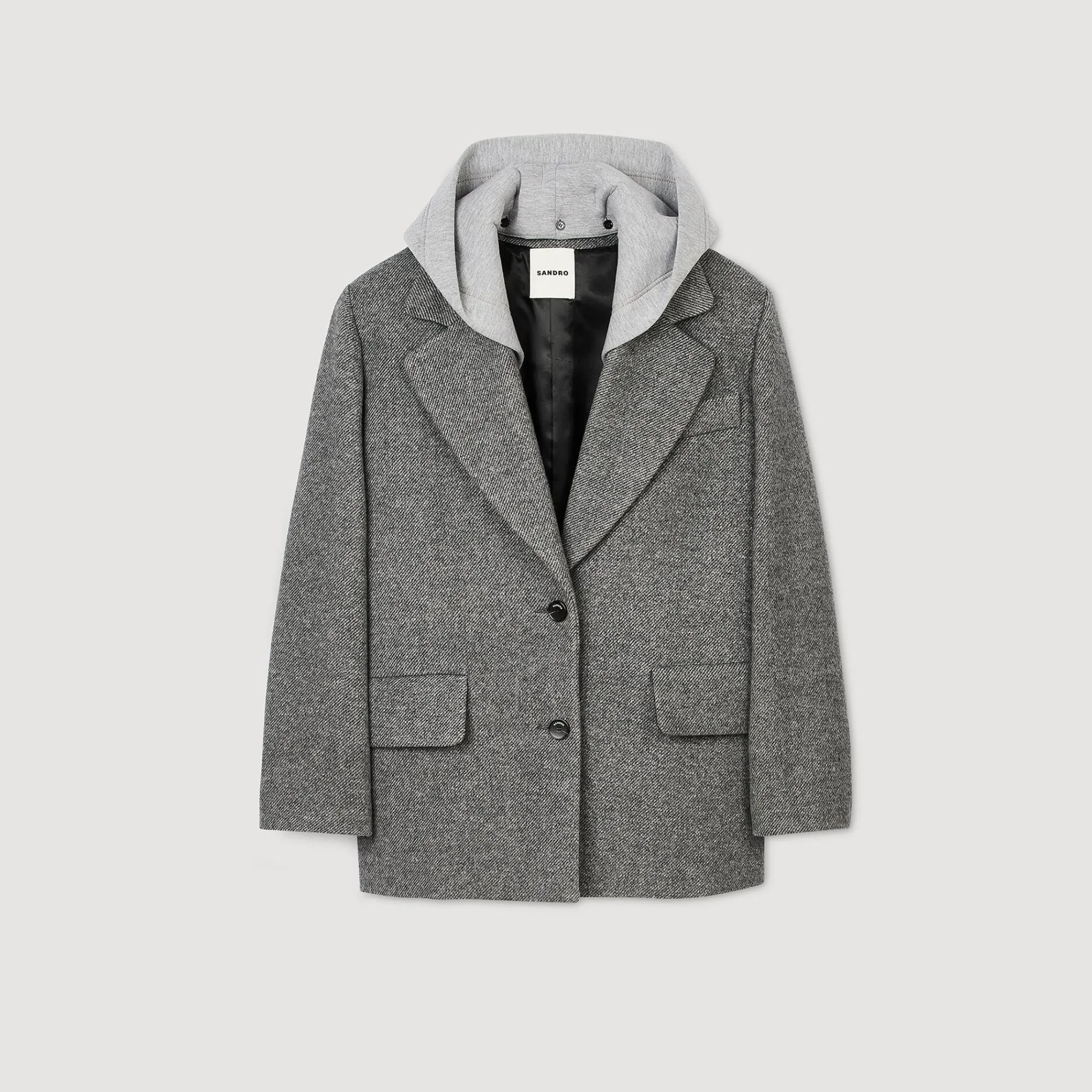 Manteaux*SANDRO Manteau à Capuche Amovible Gris