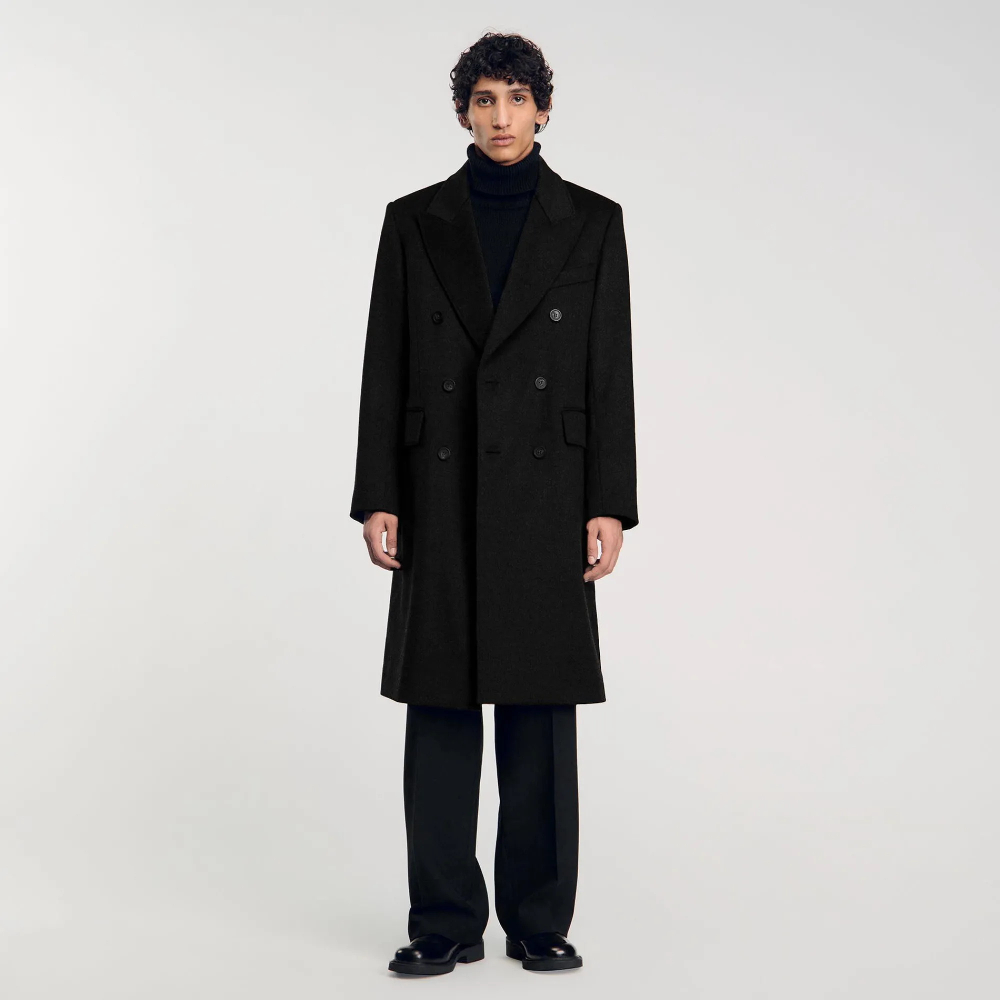Manteaux & Blousons*SANDRO Manteau 3/4 Croisé Noir