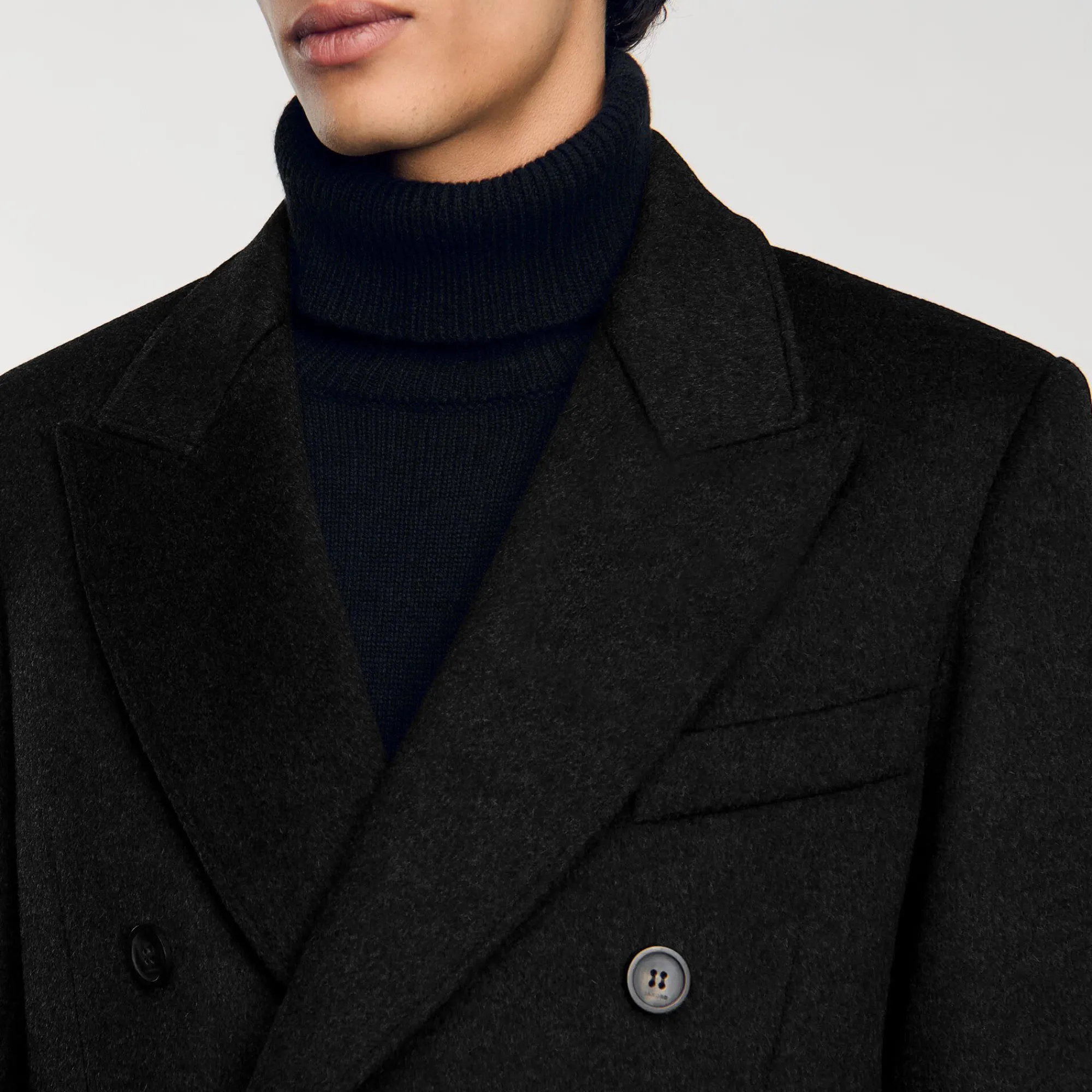 Manteaux & Blousons*SANDRO Manteau 3/4 Croisé Noir