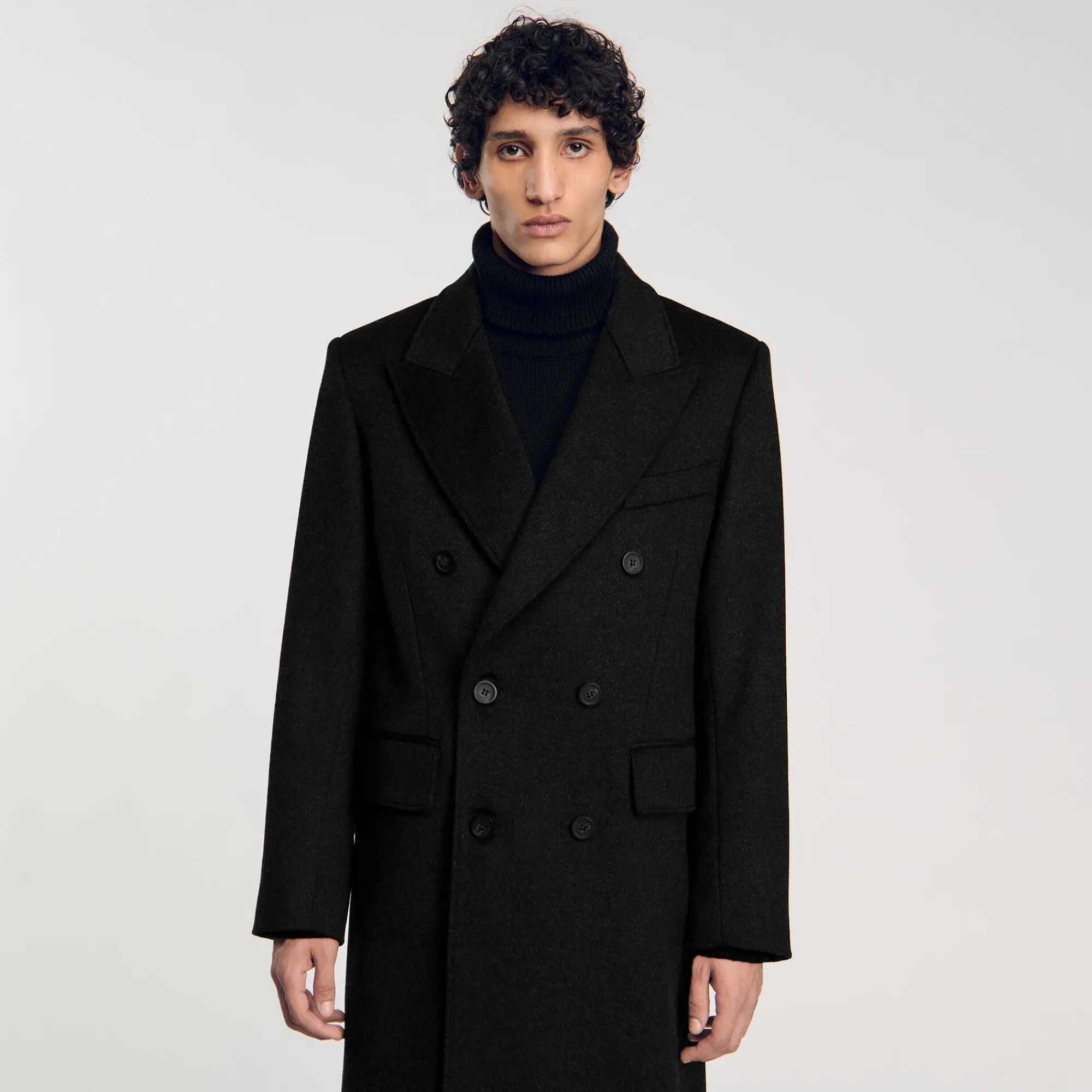 Manteaux & Blousons*SANDRO Manteau 3/4 Croisé Noir