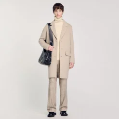 Manteaux & Blousons*SANDRO Manteau Droit En Laine Ficelle