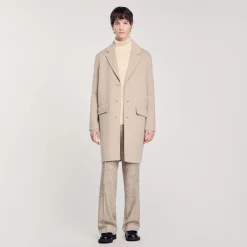 Manteaux & Blousons*SANDRO Manteau Droit En Laine Ficelle
