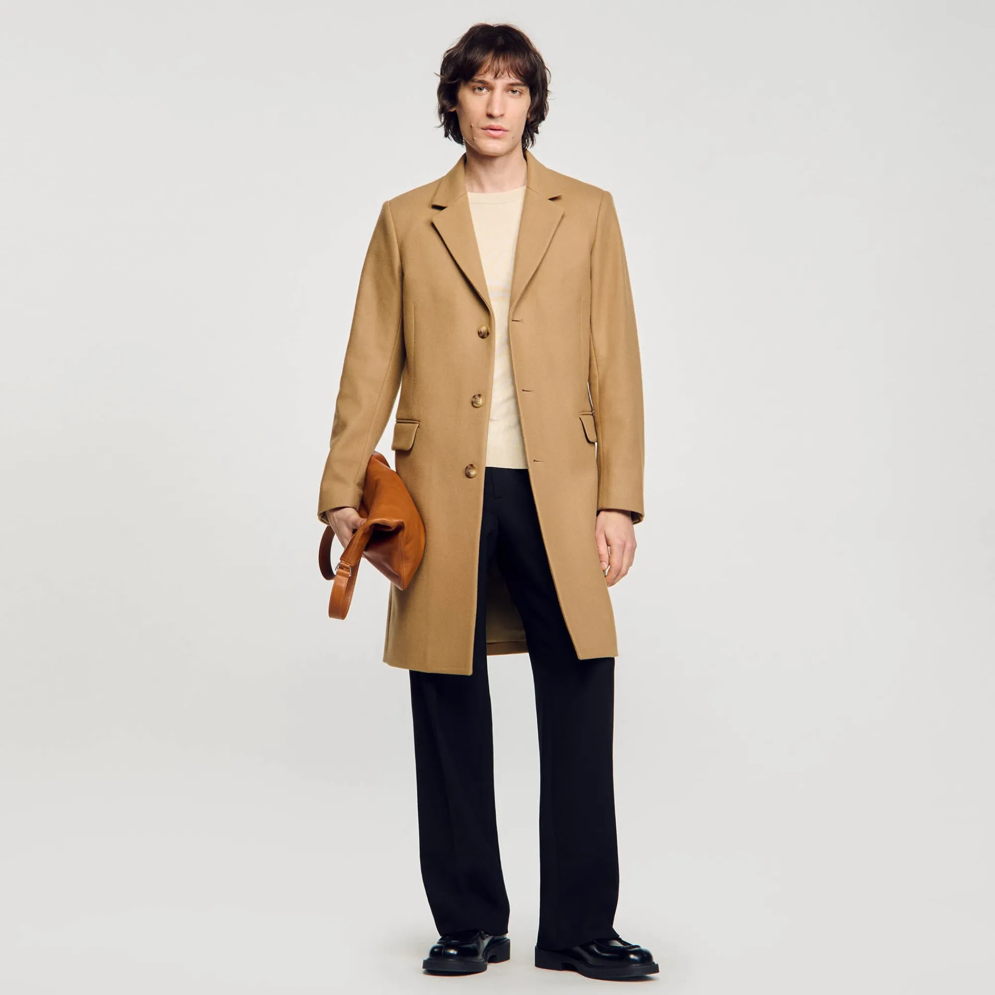 Manteaux & Blousons*SANDRO Manteau En Drap De Laine Beige