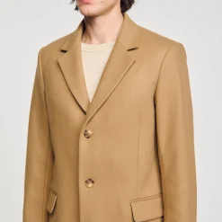 Manteaux & Blousons*SANDRO Manteau En Drap De Laine Beige