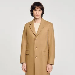 Manteaux & Blousons*SANDRO Manteau En Drap De Laine Beige