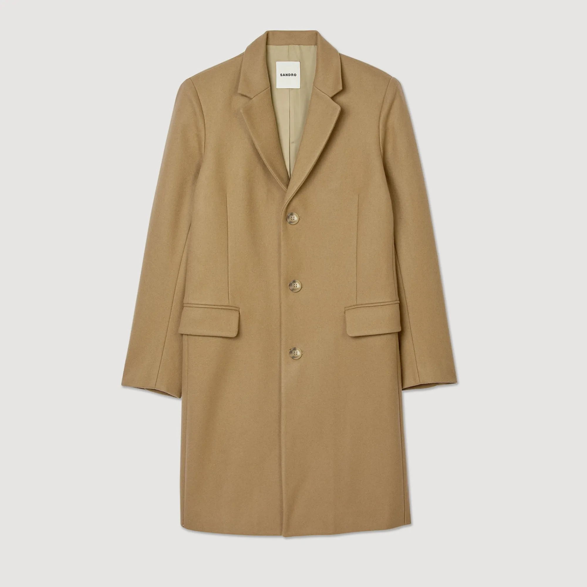 Manteaux & Blousons*SANDRO Manteau En Drap De Laine Beige