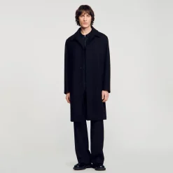 Manteaux & Blousons*SANDRO Manteau En Drap De Laine Noir