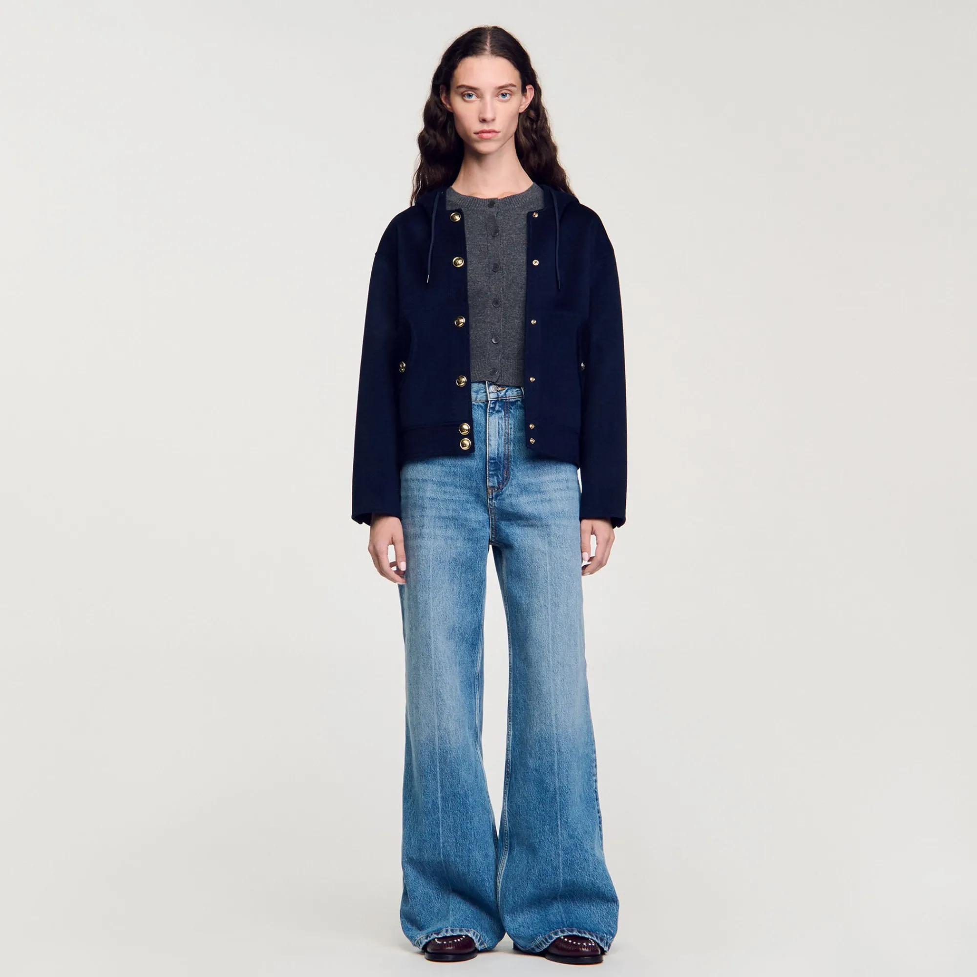 Manteaux*SANDRO Manteau En Laine Double Face Marine