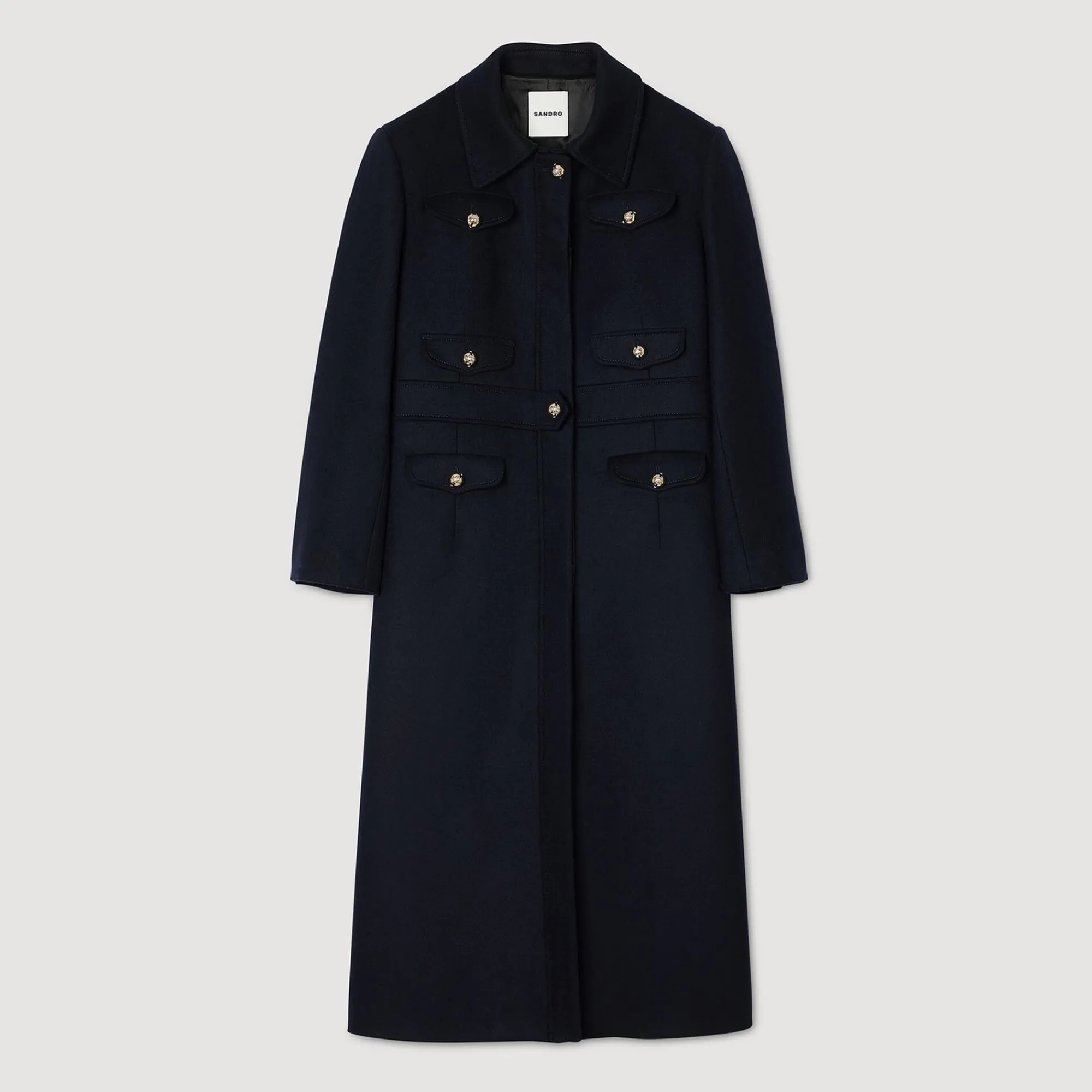 Manteaux*SANDRO Manteau Long Cintré Marine