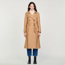 Manteaux*SANDRO Manteau Long Style Trench Camel