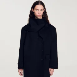 Manteaux*SANDRO Manteau Oversize En Laine Noir