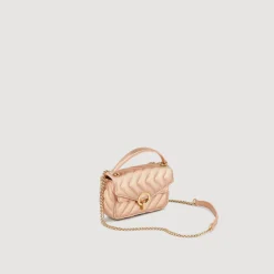 Sacs Porté Épaule|Sacs À Bandoulière*SANDRO Mini Sac YZA En Cuir Irisé Matelassé Rose