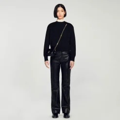 Sacs Porté Épaule|Mini Sacs*SANDRO Mini Sac Yza En Cuir Lisse Noir