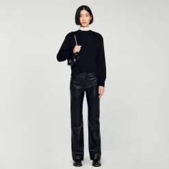 Sacs Porté Épaule|Mini Sacs*SANDRO Mini Sac Yza En Cuir Lisse Noir