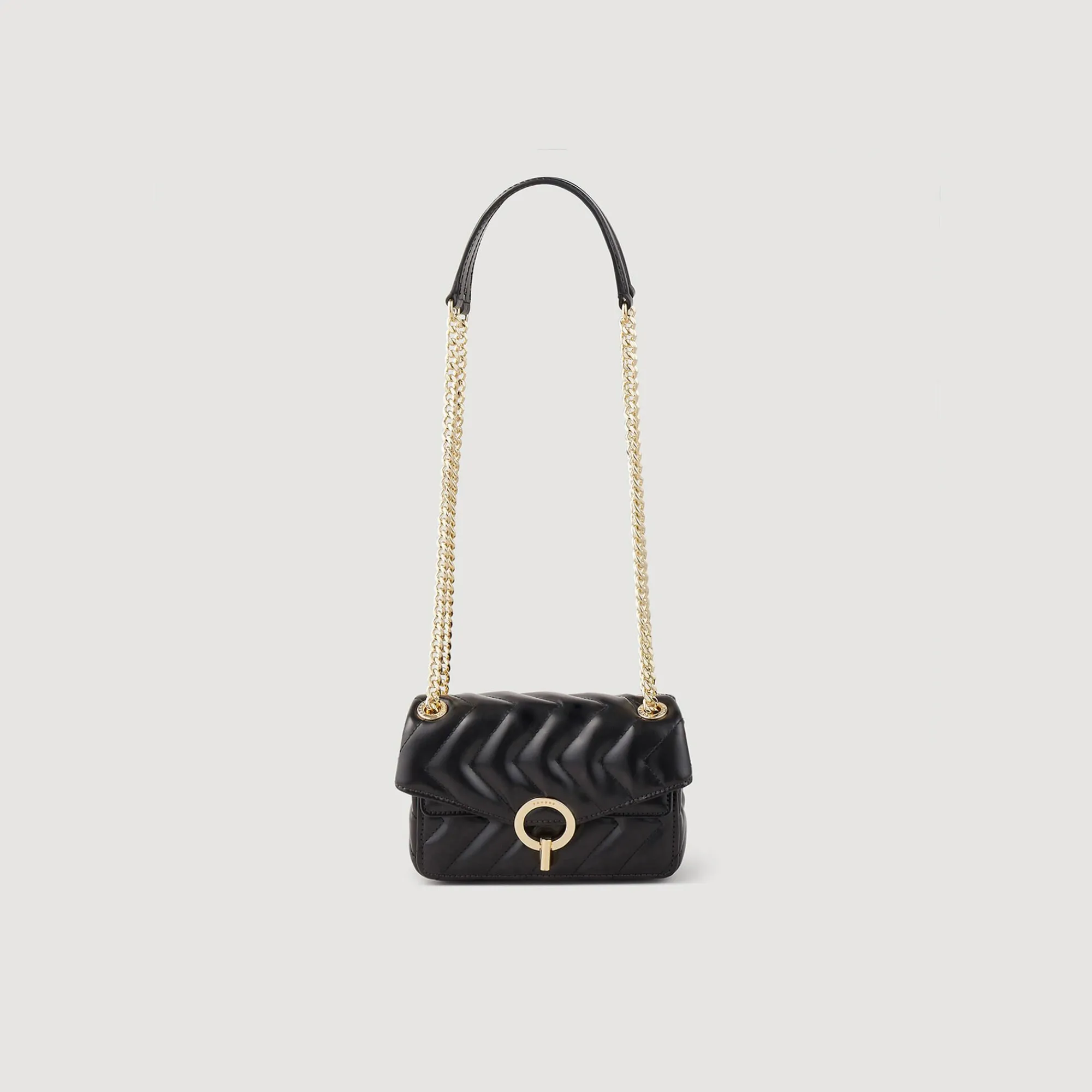 Sacs Porté Épaule|Mini Sacs*SANDRO Mini Sac Yza En Cuir Lisse Noir